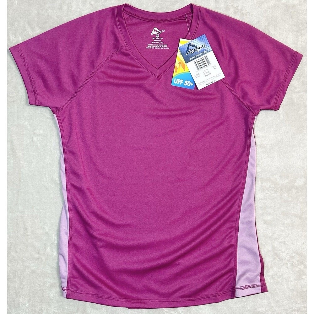NWT Kanu Surf Womens Size M Purple Swim Shirt Rashguard Active Tee UPF 50+